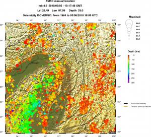 regional depth historical seismicity