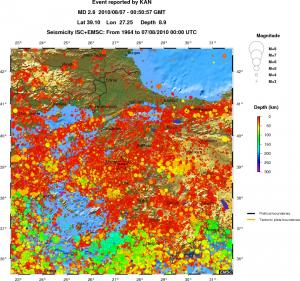 regional depth historical seismicity