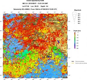 regional depth historical seismicity