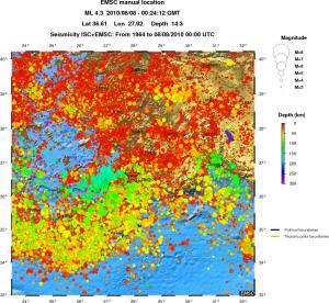 regional depth historical seismicity