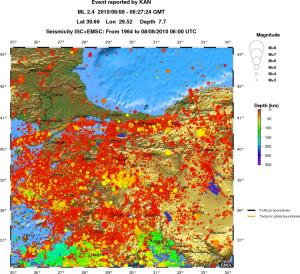 regional depth historical seismicity