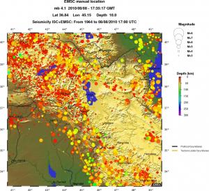 regional depth historical seismicity