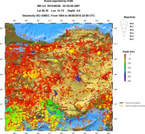 regional depth historical seismicity
