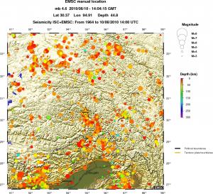 regional depth historical seismicity