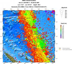 regional depth historical seismicity