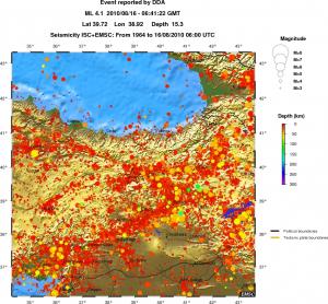 regional depth historical seismicity