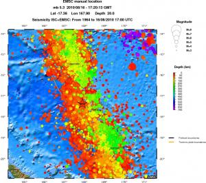 regional depth historical seismicity