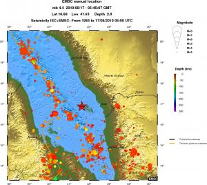regional depth historical seismicity