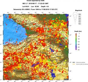 regional depth historical seismicity