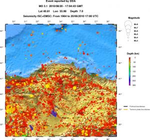 regional depth historical seismicity