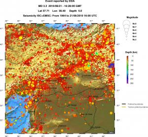 regional depth historical seismicity