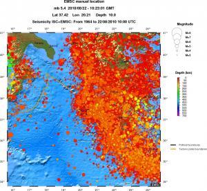 regional depth historical seismicity