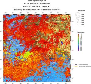 regional depth historical seismicity