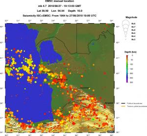 regional depth historical seismicity