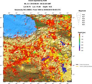 regional depth historical seismicity