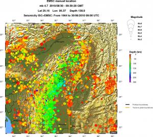regional depth historical seismicity