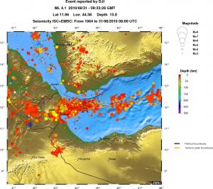 regional depth historical seismicity