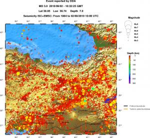 regional depth historical seismicity