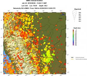 regional depth historical seismicity