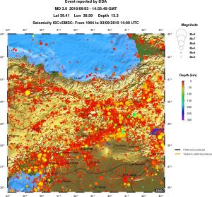 regional depth historical seismicity