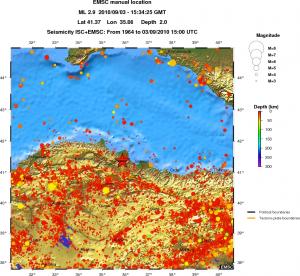 regional depth historical seismicity