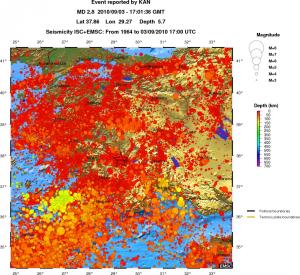regional depth historical seismicity