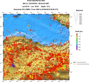 regional depth historical seismicity