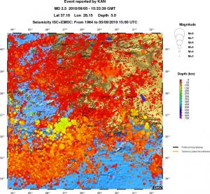 regional depth historical seismicity
