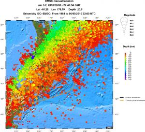 regional depth historical seismicity