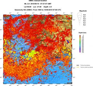 regional depth historical seismicity