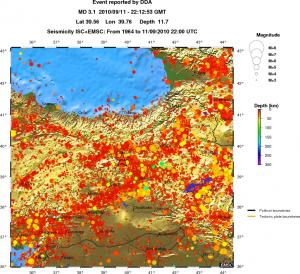 regional depth historical seismicity