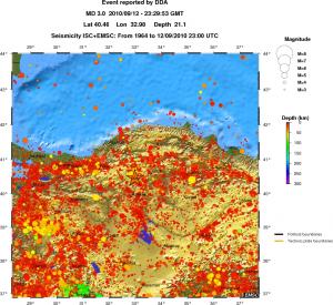 regional depth historical seismicity