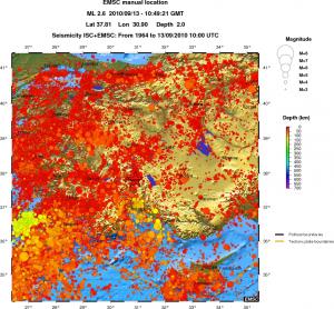 regional depth historical seismicity
