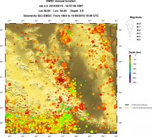 regional depth historical seismicity