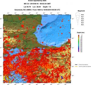 regional depth historical seismicity