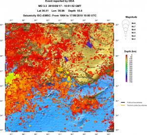 regional depth historical seismicity