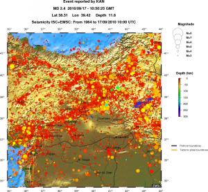 regional depth historical seismicity