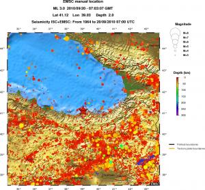 regional depth historical seismicity