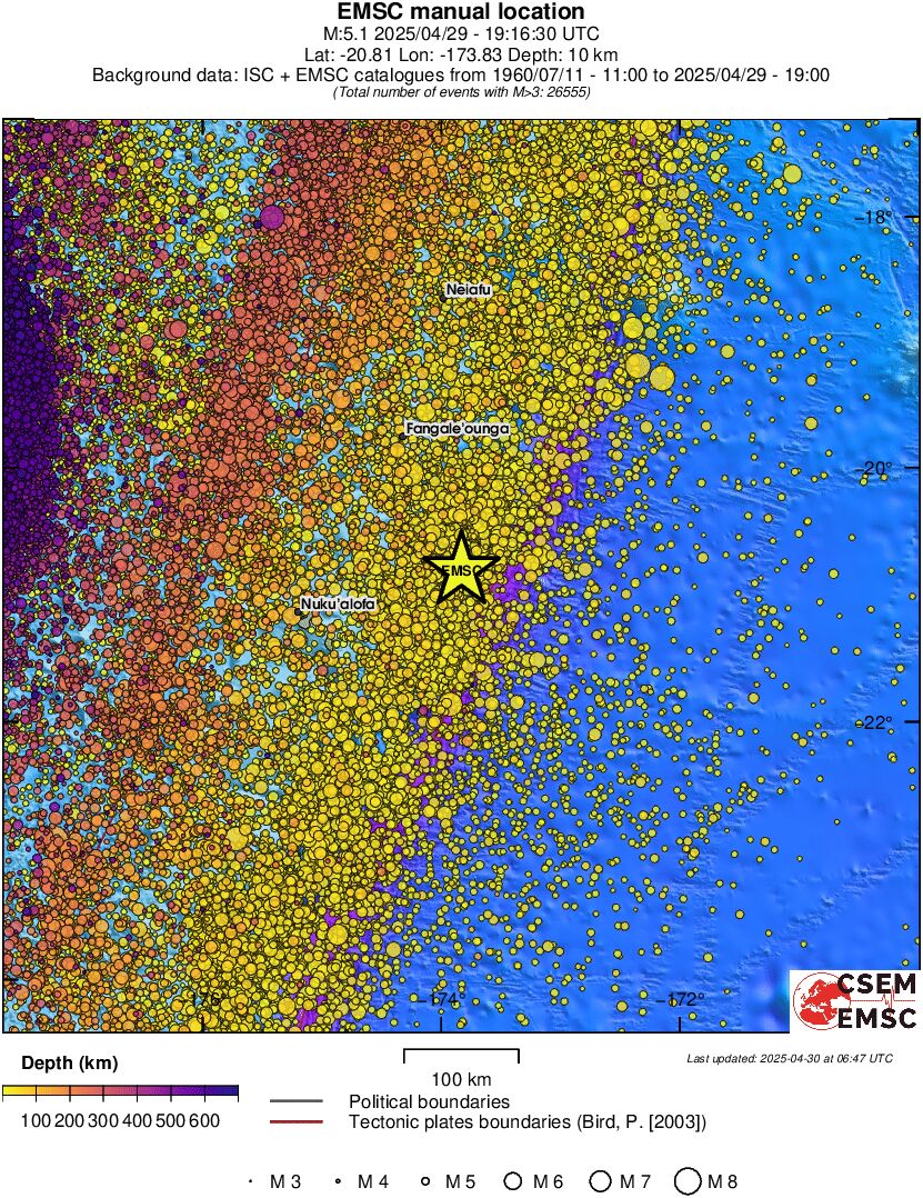regional depth historical seismicity