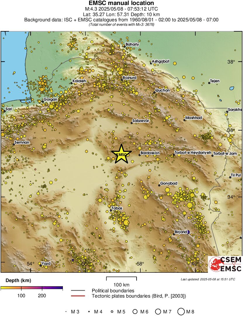 regional depth historical seismicity
