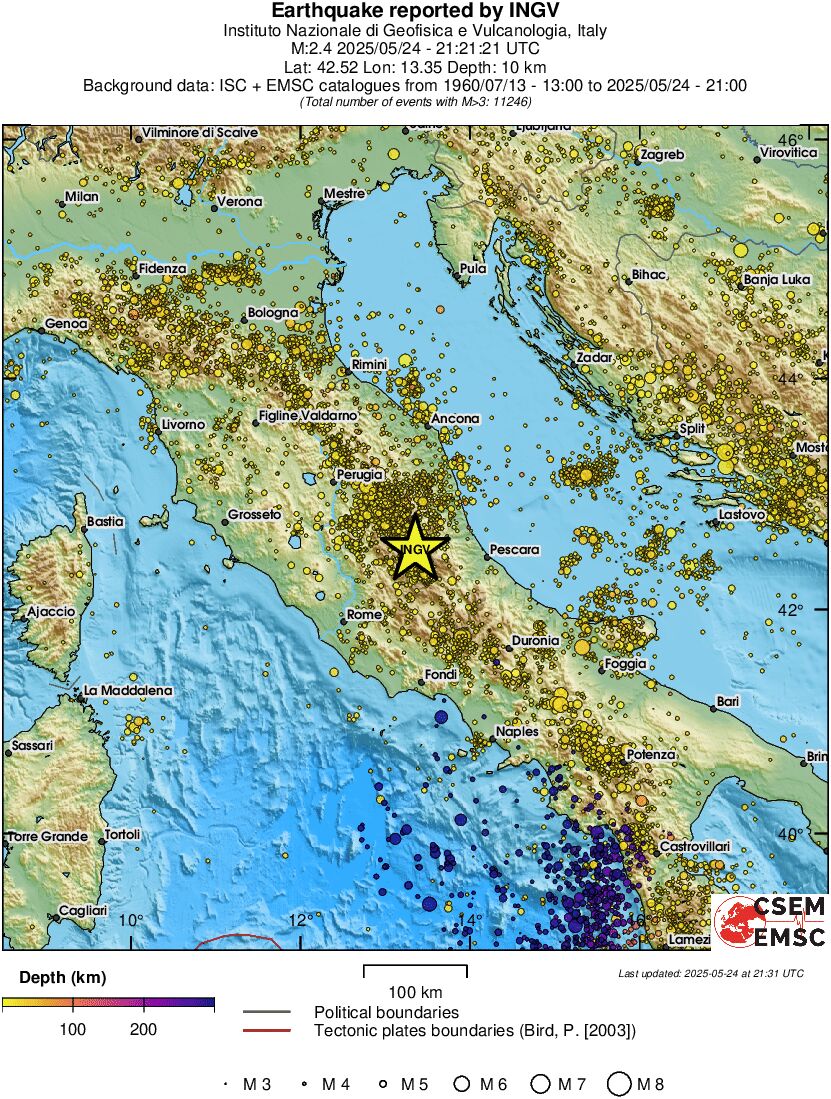 regional depth historical seismicity