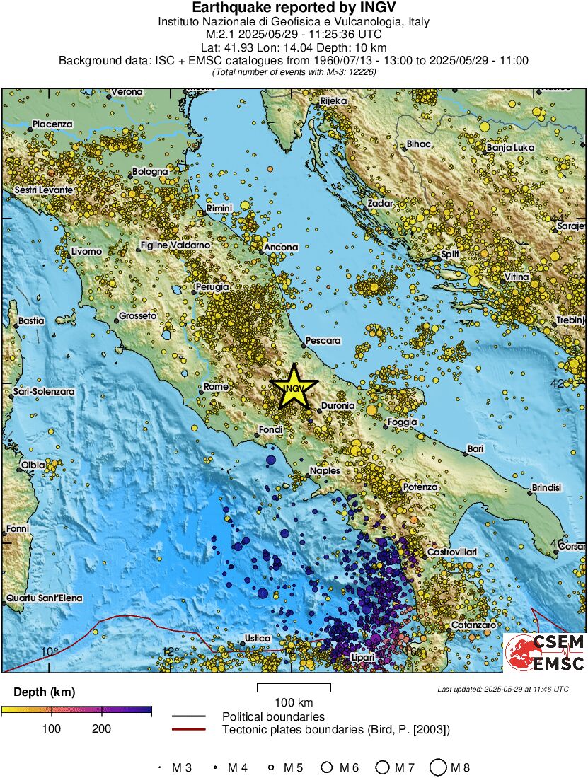 regional depth historical seismicity