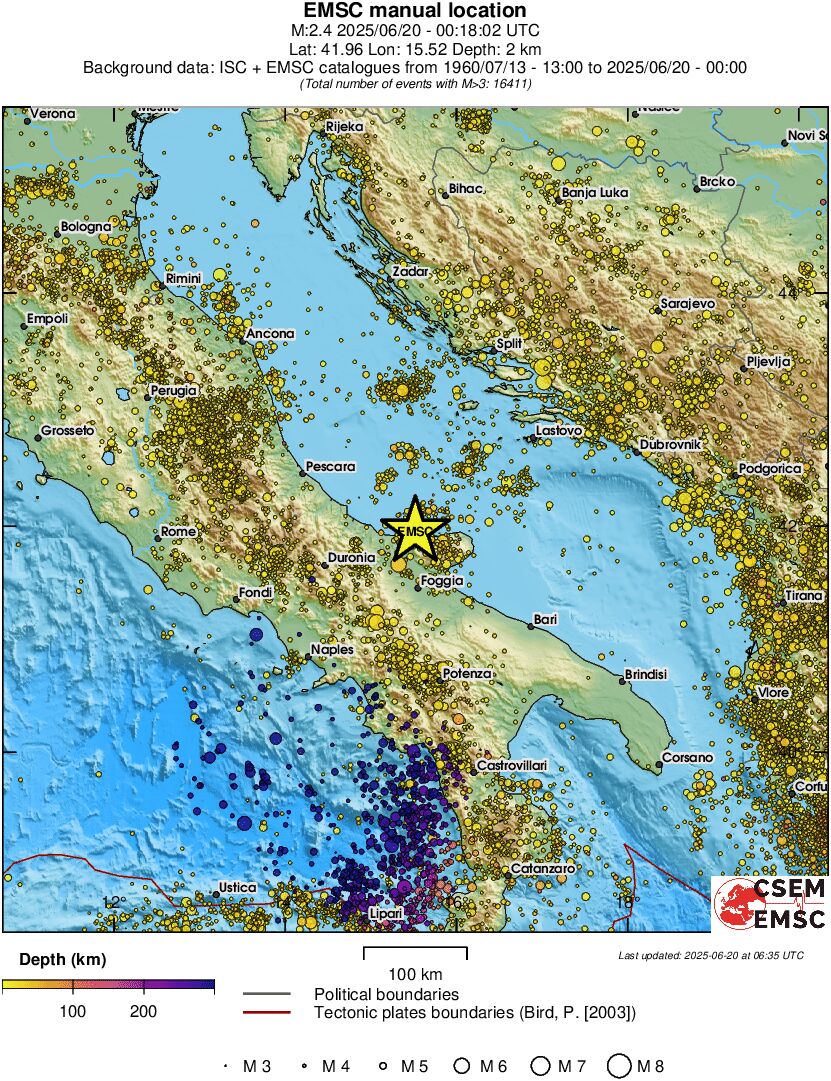 regional depth historical seismicity