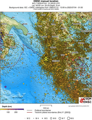 regional depth historical seismicity