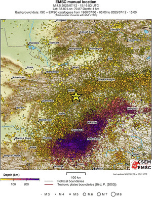 regional depth historical seismicity