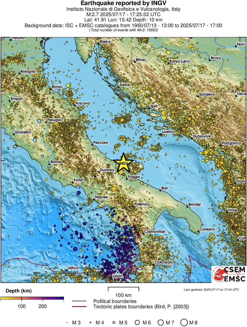 regional depth historical seismicity