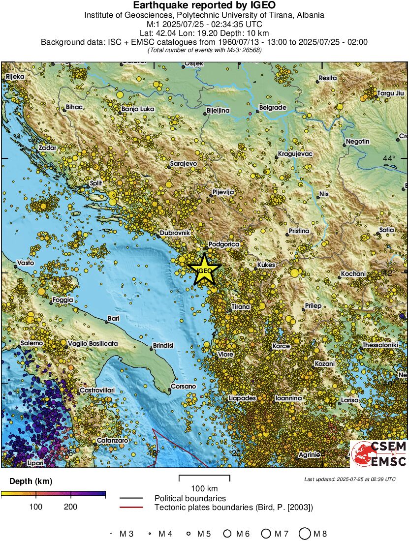 regional depth historical seismicity
