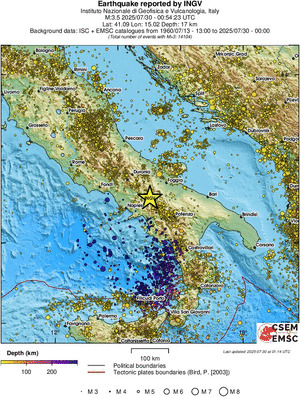 regional depth historical seismicity