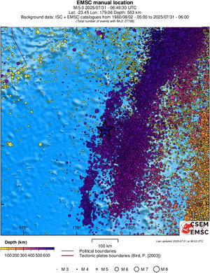 regional depth historical seismicity
