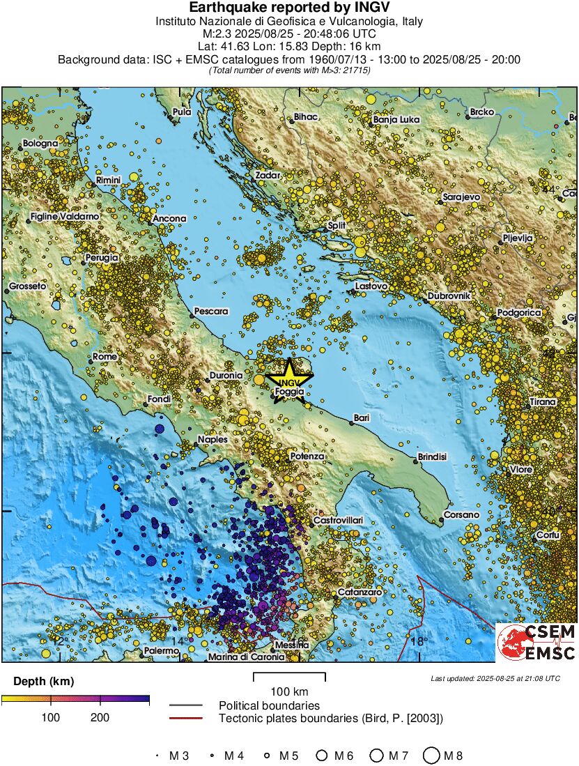 regional depth historical seismicity